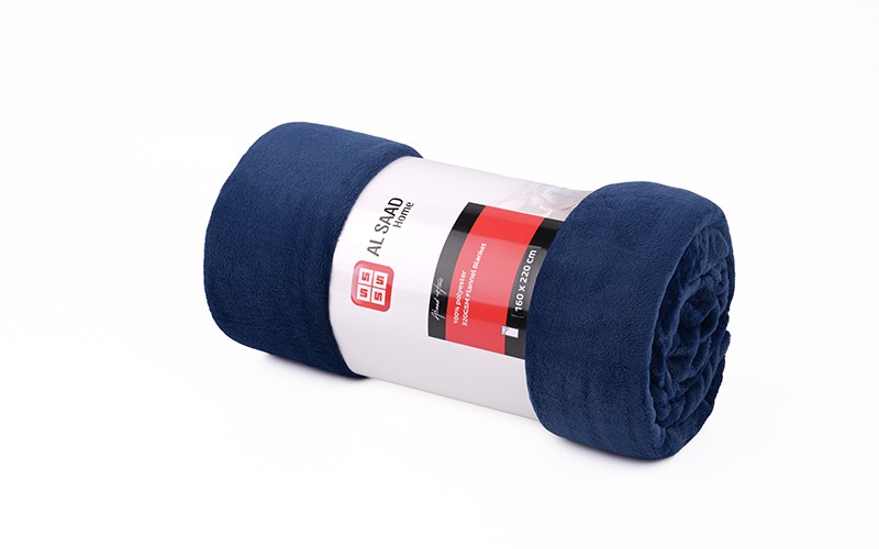 Al Saad Home Flannel Blanket 1 PC - Single Navy