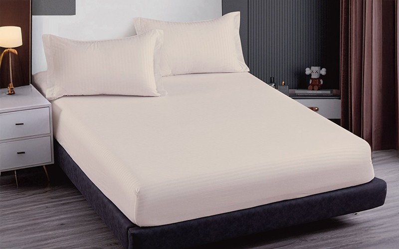 Lily Stripe BedSheet Set 3 PCS - King L.Beige