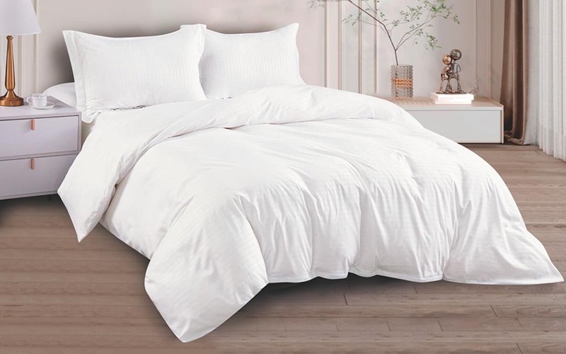 Lily Stripe Quilt Cover Bedding Set Without Filling 3 PCS - Single Off White