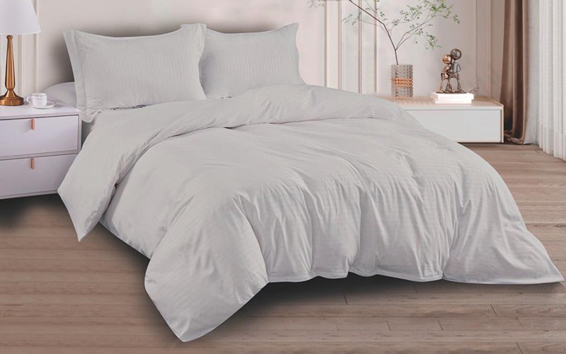Lily Stripe Quilt Cover Bedding Set Without Filling 3 PCS - Single L.Grey