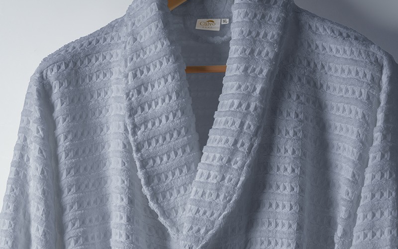 Wave Cotton Bathrobe 1 PC - Blue 