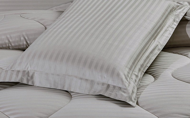 Pika Cotton Hotel Stripe Comforter Bedding Set 6 PCS - King L.Grey