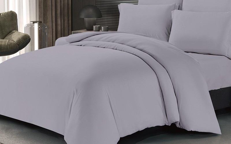 Velura Modal Plain Duvet Cover Set Without Filling 4 PCS - Single Grey
