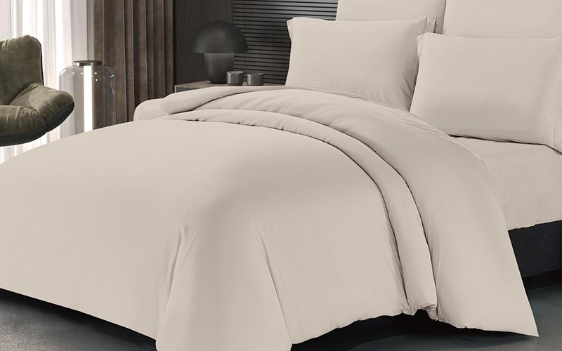 Velura Modal Plain Duvet Cover Set Without Filling 4 PCS - Single Beige