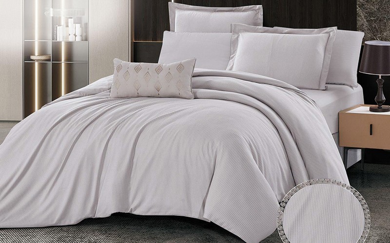 Sahara Stripe Duvet Cover Set Without Filling 6 PCS - King D.Beige