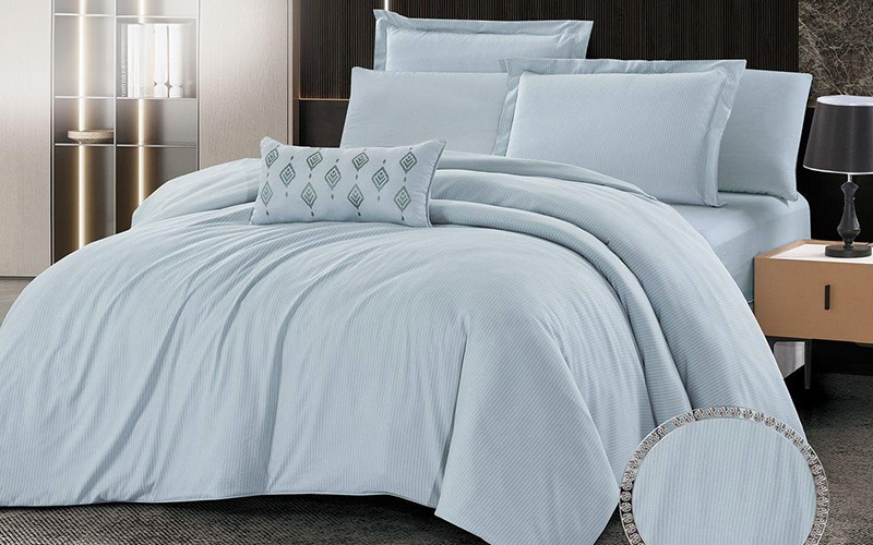 Sahara Stripe Duvet Cover Set Without Filling 6 PCS - King Turquoise