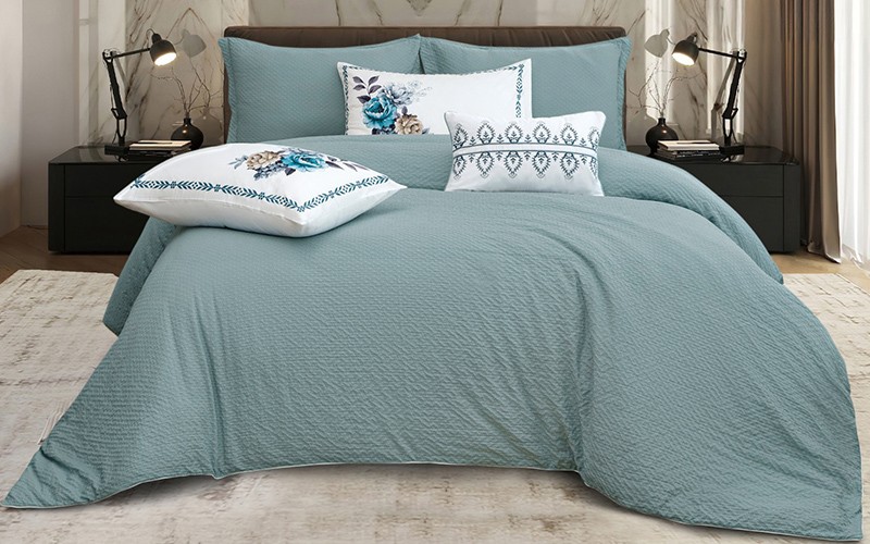Viola Cotton Duvet Cover Without Filling 7 PCS - King Turquoise