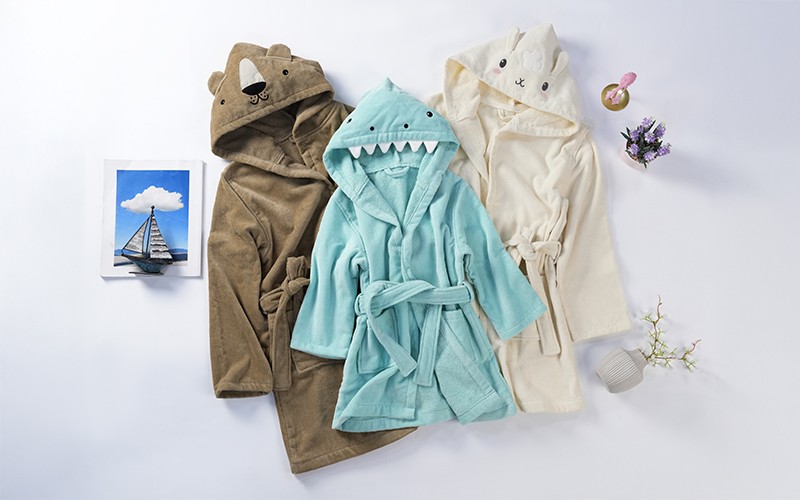 Al Saad Home Kids Cotton Bathrobe 1 Pc ( 2 - 3 ) Years Old - L.Beige