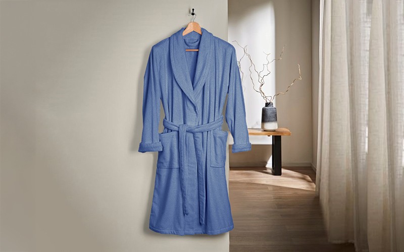 Al Saad Home Cotton Bathrobe 1 PC - Blue ( L / XL )