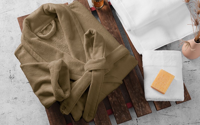 Al Saad Home Cotton Bathrobe 1 PC - Brown ( M / L )