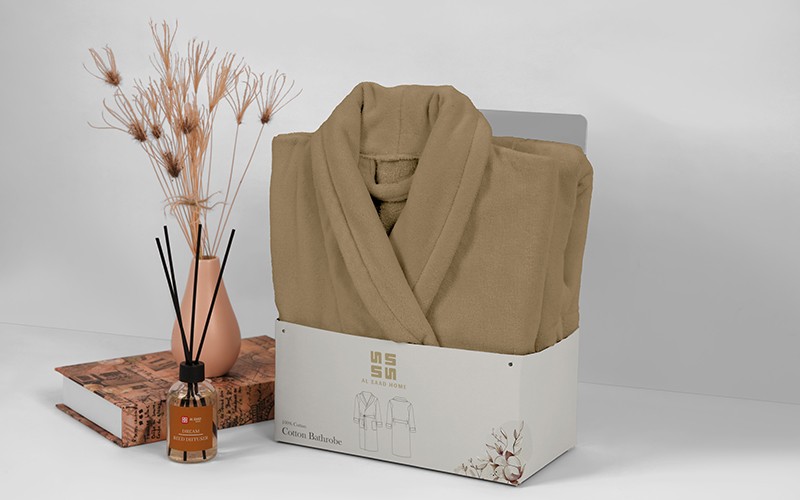 Al Saad Home Cotton Bathrobe 1 PC - Brown ( M / L )