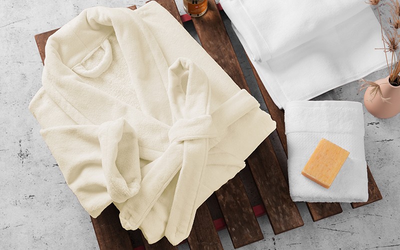 Al Saad Home Cotton Bathrobe 1 PC - Cream ( L / XL )