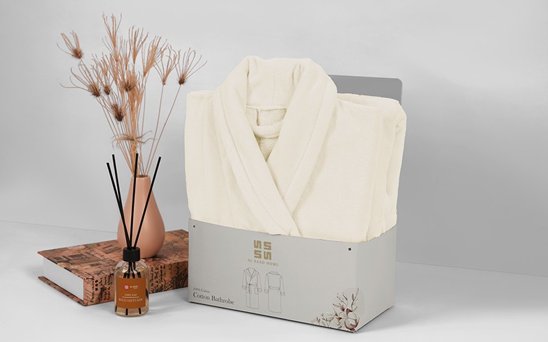 Al Saad Home Cotton Bathrobe 1 PC - Cream ( L / XL )