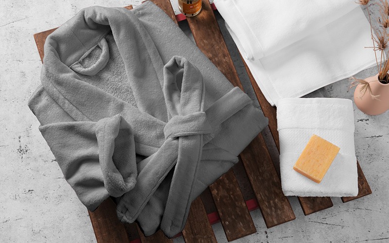 Al Saad Home Cotton Bathrobe 1 PC - Grey ( M / L )