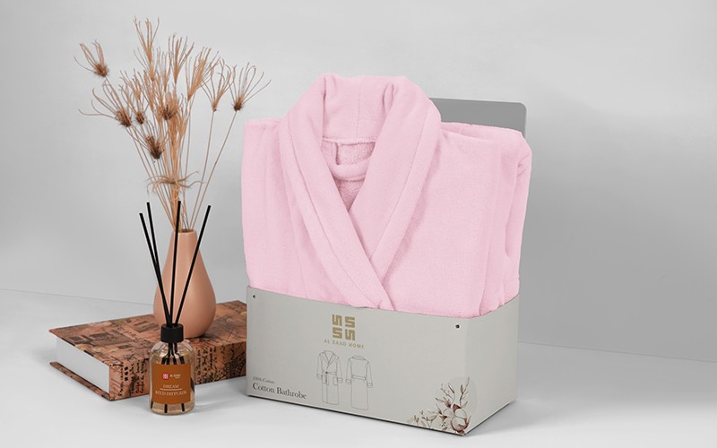 Al Saad Home Cotton Bathrobe 1 PC - Pink ( M / L )
