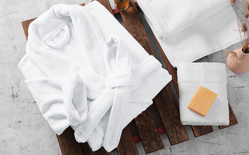 Al Saad Home Cotton Bathrobe 1 PC - White ( M / L )