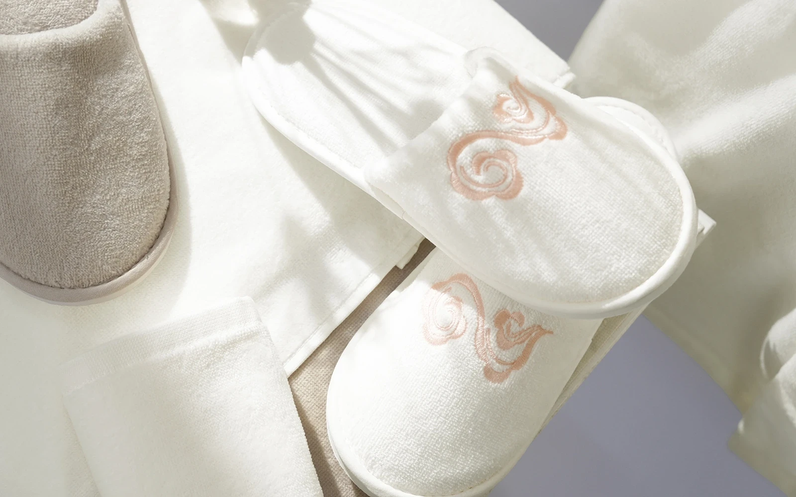 Al Saad Home Cotton Embroidered Bathrobe Set 10 PCS - Cream & Beige