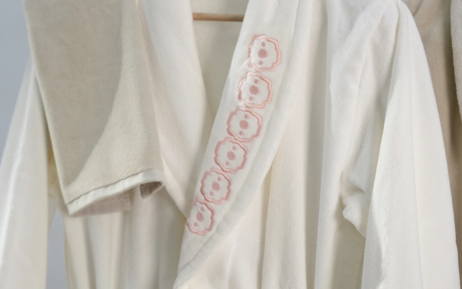 Al Saad Home Cotton Embroidered Bathrobe Set 10 PCS - Cream & Beige