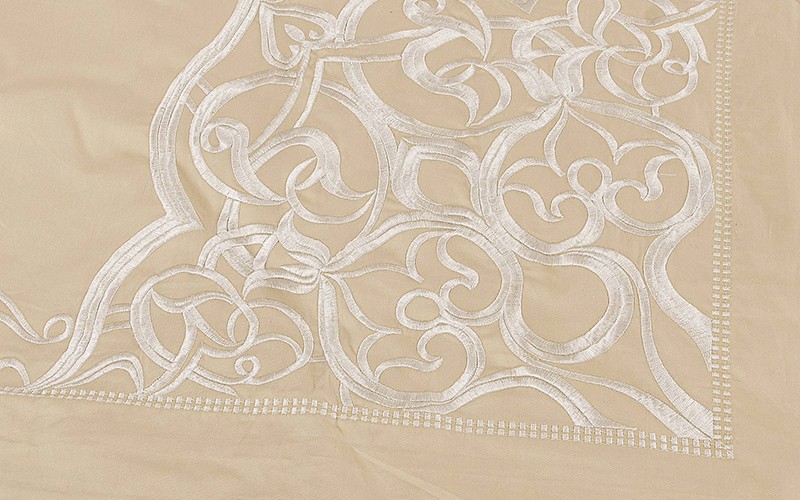 Dana Embroidered Cotton Comforter Bedding Set 7 PCS - King Beige