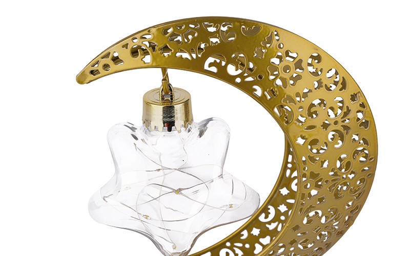 Decorative Ramadan Crescent With Glowing Glass Star - 1 PC