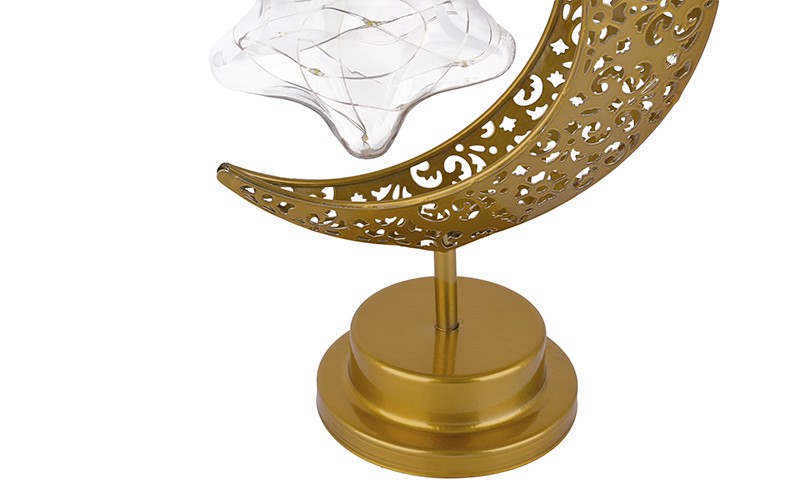 Decorative Ramadan Crescent With Glowing Glass Star - 1 PC