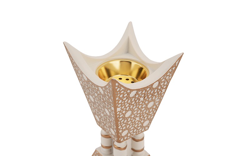Luxury Decorative Resin Incense Burner 1 PC - Cream & Gold