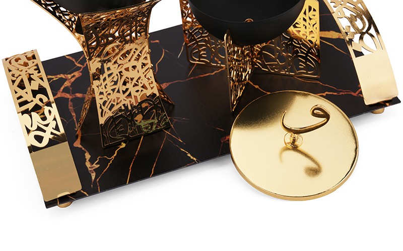 Luxury Incense Burner With Arabic Inscriptions Set 3 PCS - Gold