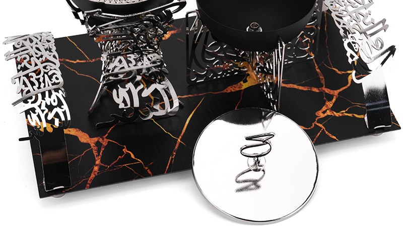 Luxury Incense Burner With Arabic Inscriptions Set 3 PCS - Silver