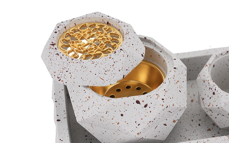 Luxurious Modern Resin Incense Burner Set 3 PCS - Off White