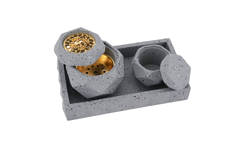 Luxurious Modern Resin Incense Burner Set 3 PCS - Grey