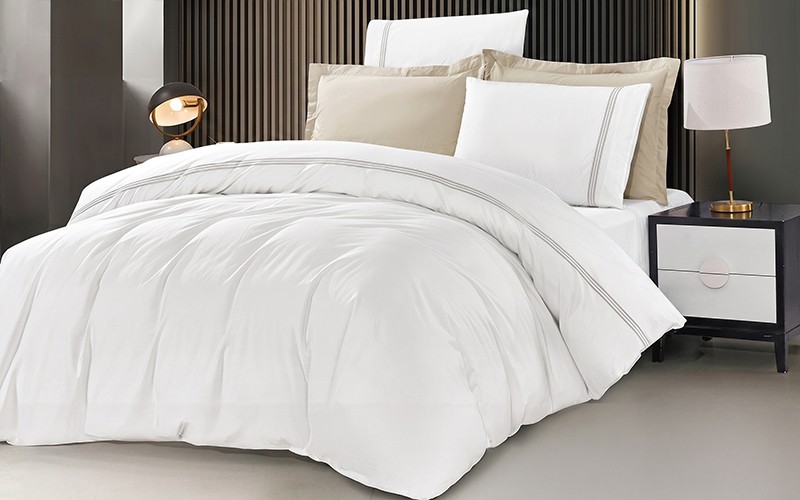 Masa Cotton Duvet Cover Set Without Filling 6 PCS - King White & L.Beige