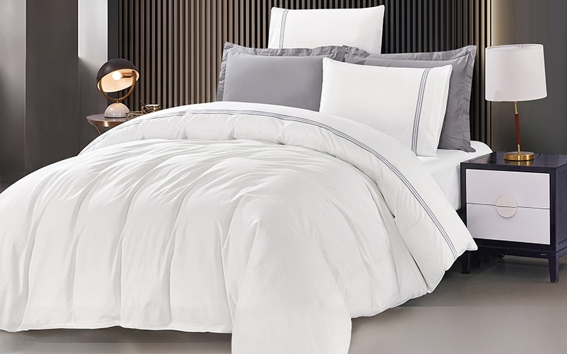 Masa Cotton Duvet Cover Set Without Filling 6 PCS - King White & Grey