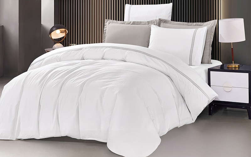 Masa Cotton Duvet Cover Set Without Filling 6 PCS - King White & L.Grey