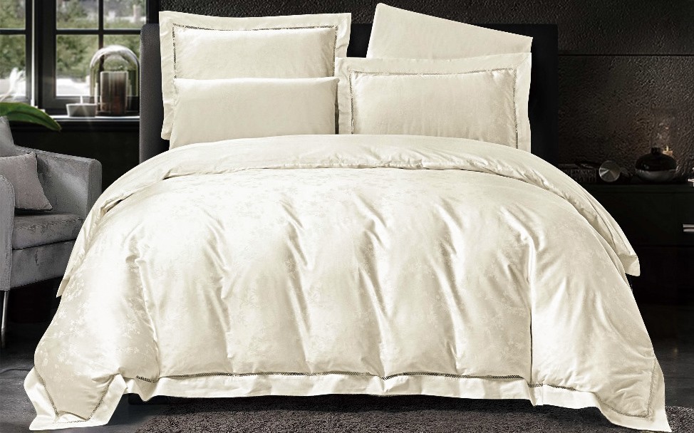 Lincolin Lace Cotton Duvet Cover Without Filling 6 PCS - King Cream