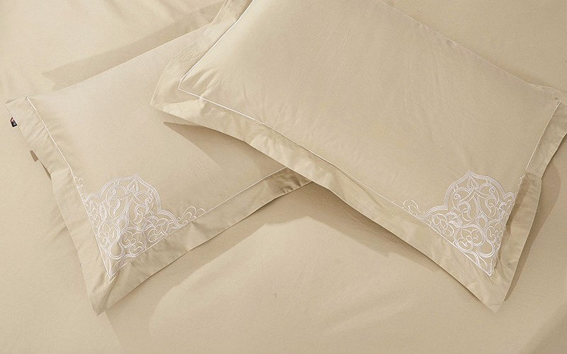 Dana Cotton Embroidered Duvet Cover Set Without Filling 6 PCS - King Beige