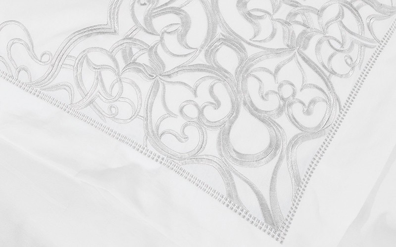Dana Cotton Embroidered Duvet Cover Set Without Filling 6 PCS - King Off White