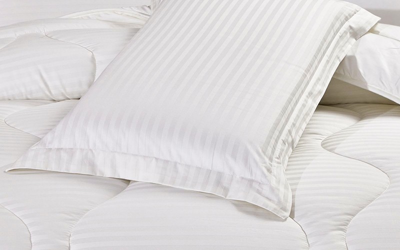 Pika Cotton Hotel Stripe Comforter Bedding Set 4 PCS - Single Off White