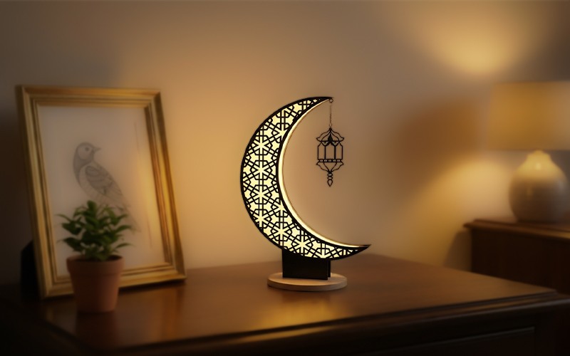 ديكور هلال رمضان المضيء - 1 قطعة