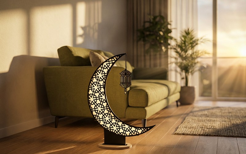 Luminous Ramadan Crescent Decoration - 1 PC