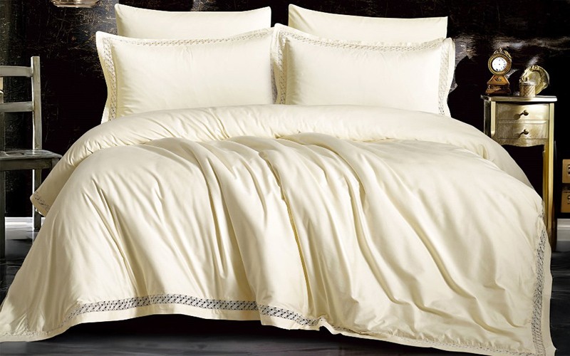 Donna Lace Cotton Duvet Cover Bedding Set Without Filling 6 PCS - King L.Beige