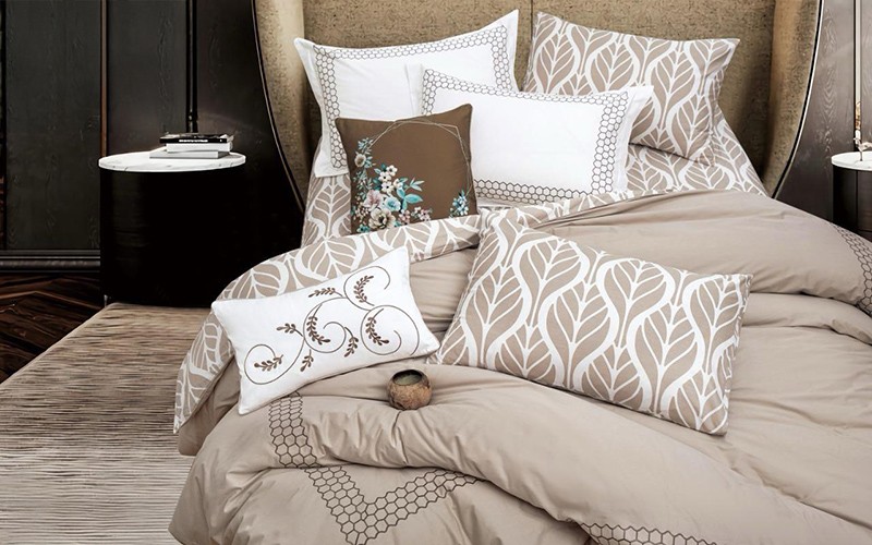 Emma Luxury Cotton Embroidered Duvet Cover Without Filling 8 PCS - King D.Beige & Brown