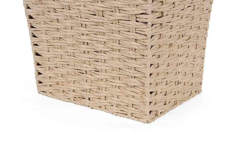 Woven Paper Rope Laundry Hamper Set with Lid and Removable Liner​​​​​​​ 3 Pcs - Beige