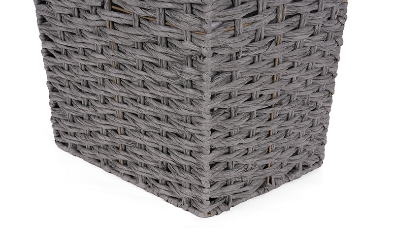 Woven Paper Rope Laundry Hamper Set with Lid and Removable Liner​​​​​​​ 3 Pcs - Grey
