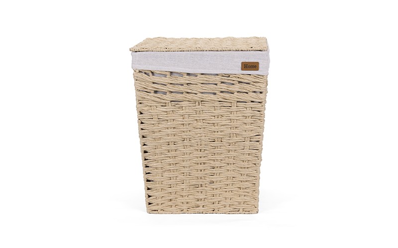 Woven Paper Rope Laundry Hamper Set with Lid and Removable Liner​​​​​​​ 3 Pcs - Beige