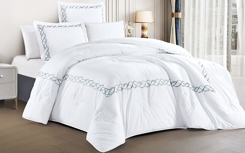 Grace Cotton Embroidered Comforter Bedding Set 6 PCS - King White & Silver