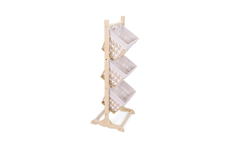 Woven Paper Rope Storage Baskets Set With Stand 3 PCS