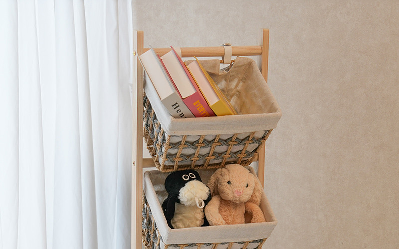 Woven Paper Rope Storage Baskets Set With Stand 3 PCS
