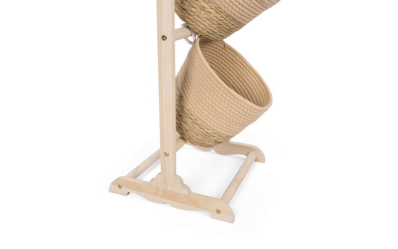 Woven Cotton Rope Storage Baskets Set With Stand 3 PCS