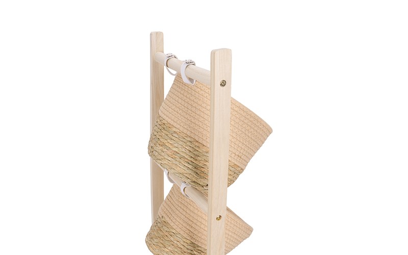 Woven Cotton Rope Storage Baskets Set With Stand 3 PCS