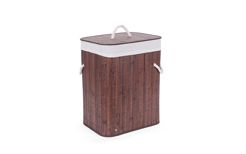 Al Saad Home Bamboo Laundry Basket 1 Pc - Brown
